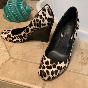 White House Black Market Animal Print Wedges 7.5